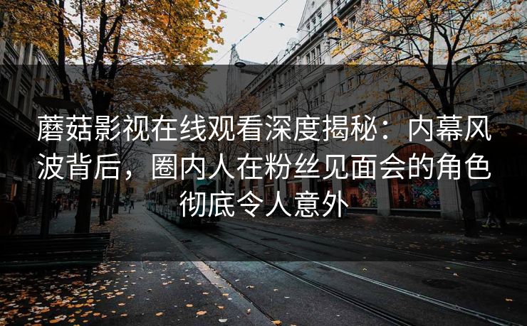 蘑菇影视在线观看深度揭秘：内幕风波背后，圈内人在粉丝见面会的角色彻底令人意外