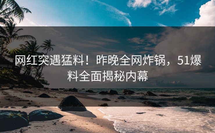网红突遇猛料！昨晚全网炸锅，51爆料全面揭秘内幕